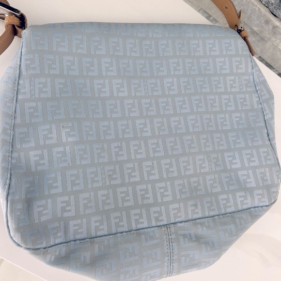 FENDI Blue Zucchino Canvas Mama Forever Shoulder Bag - Picture 13 of 15